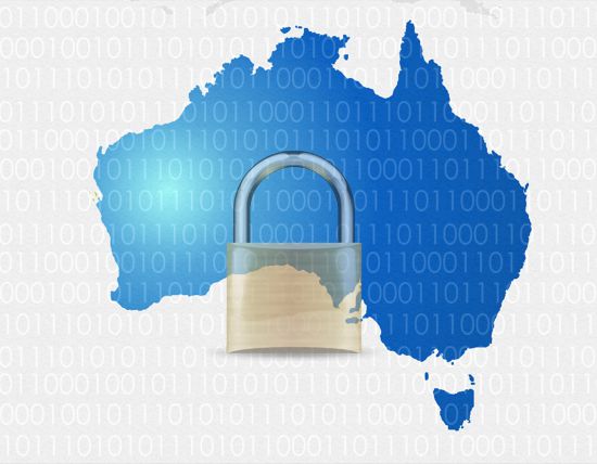 Lock and Australia on Digital Background