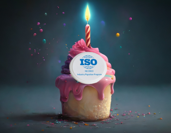 A cupcake with ISO 20022 branding